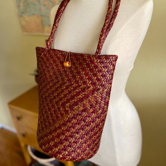 Straw Red and Brown Handbag - Picture 2 of 4